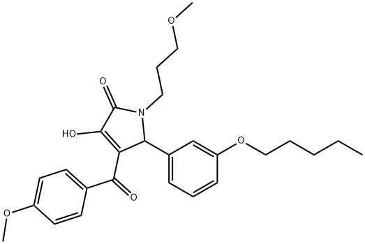 3-hydroxy-4-(4-methoxybenzoyl)-1-(3-methoxypropyl)-5-[3-(pentyloxy)phenyl]-1,5-dihydro-2H-pyrrol-2-one,620150-89-2,结构式
