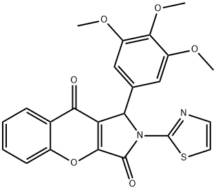 2-(1,3-thiazol-2-yl)-1-(3,4,5-trimethoxyphenyl)-1,2-dihydrochromeno[2,3-c]pyrrole-3,9-dione 结构式