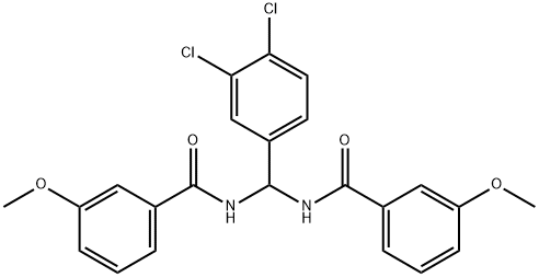 N-{(3,4-dichlorophenyl)[(3-methoxybenzoyl)amino]methyl}-3-methoxybenzamide Struktur