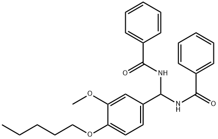 N-{(benzoylamino)[3-methoxy-4-(pentyloxy)phenyl]methyl}benzamide 化学構造式