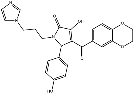 4-(2,3-dihydro-1,4-benzodioxin-6-ylcarbonyl)-3-hydroxy-5-(4-hydroxyphenyl)-1-[3-(1H-imidazol-1-yl)propyl]-1,5-dihydro-2H-pyrrol-2-one Structure