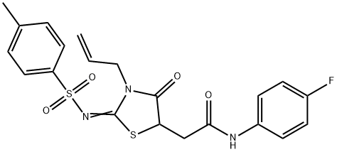 2-(3-allyl-2-{[(4-methylphenyl)sulfonyl]imino}-4-oxo-1,3-thiazolidin-5-yl)-N-(4-fluorophenyl)acetamide Structure