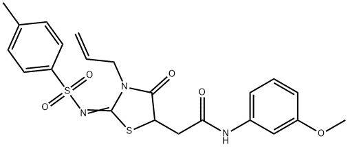 2-(3-allyl-2-{[(4-methylphenyl)sulfonyl]imino}-4-oxo-1,3-thiazolidin-5-yl)-N-(3-methoxyphenyl)acetamide 结构式