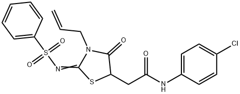 2-{3-allyl-4-oxo-2-[(phenylsulfonyl)imino]-1,3-thiazolidin-5-yl}-N-(4-chlorophenyl)acetamide Struktur