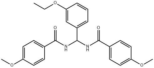 N-{(3-ethoxyphenyl)[(4-methoxybenzoyl)amino]methyl}-4-methoxybenzamide Struktur
