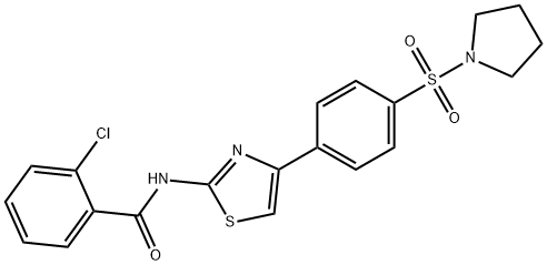2-chloro-N-{4-[4-(1-pyrrolidinylsulfonyl)phenyl]-1,3-thiazol-2-yl}benzamide 结构式