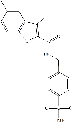 N-[4-(aminosulfonyl)benzyl]-3,5-dimethyl-1-benzofuran-2-carboxamide Struktur