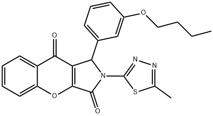 1-(3-butoxyphenyl)-2-(5-methyl-1,3,4-thiadiazol-2-yl)-1,2-dihydrochromeno[2,3-c]pyrrole-3,9-dione 化学構造式