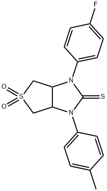 1-(4-fluorophenyl)-3-(4-methylphenyl)tetrahydro-1H-thieno[3,4-d]imidazole-2(3H)-thione 5,5-dioxide 化学構造式