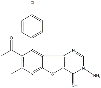 1-[3-amino-9-(4-chlorophenyl)-4-imino-7-methyl-3,4-dihydropyrido[3',2':4,5]thieno[3,2-d]pyrimidin-8-yl]ethanone 结构式