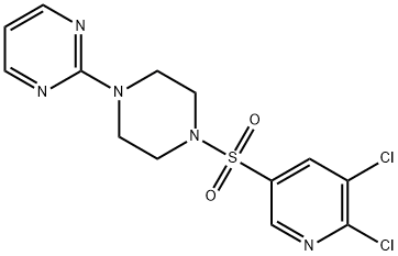 2-{4-[(5,6-dichloro-3-pyridinyl)sulfonyl]-1-piperazinyl}pyrimidine 化学構造式