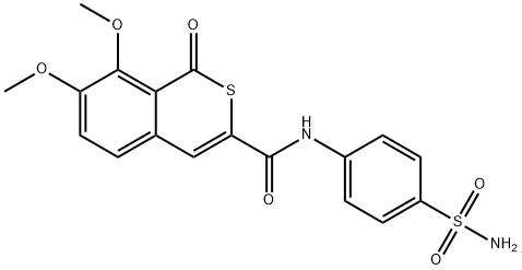 N-[4-(aminosulfonyl)phenyl]-7,8-dimethoxy-1-oxo-1H-isothiochromene-3-carboxamide 化学構造式