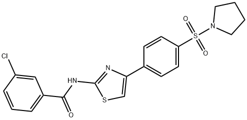 3-chloro-N-{4-[4-(1-pyrrolidinylsulfonyl)phenyl]-1,3-thiazol-2-yl}benzamide Structure