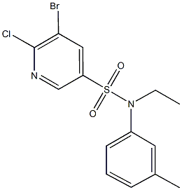 5-bromo-6-chloro-N-ethyl-N-(3-methylphenyl)-3-pyridinesulfonamide Structure