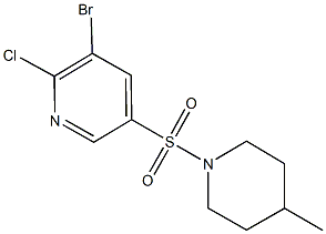 3-bromo-2-chloro-5-[(4-methyl-1-piperidinyl)sulfonyl]pyridine,622816-18-6,结构式