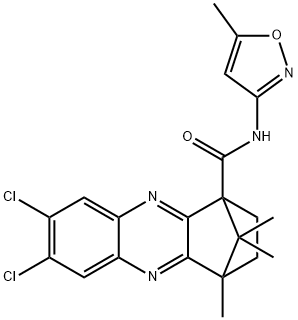 7,8-dichloro-4,11,11-trimethyl-N-(5-methyl-3-isoxazolyl)-1,2,3,4-tetrahydro-1,4-methanophenazine-1-carboxamide Struktur