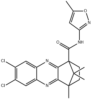 7,8-dichloro-4,11,11-trimethyl-N-(5-methyl-3-isoxazolyl)-1,2,3,4-tetrahydro-1,4-methanophenazine-1-carboxamide 化学構造式