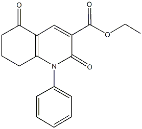ethyl 2,5-dioxo-1-phenyl-1,2,5,6,7,8-hexahydro-3-quinolinecarboxylate Struktur