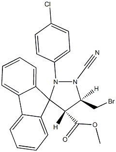 methyl 3-(bromomethyl)-1-(4-chlorophenyl)-2-cyanospiro[pyrazolidine-5,9'-(9'H)-fluorene]-4-carboxylate Structure
