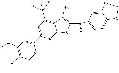 [3-amino-6-(3,4-dimethoxyphenyl)-4-(trifluoromethyl)thieno[2,3-b]pyridin-2-yl](1,3-benzodioxol-5-yl)methanone Structure