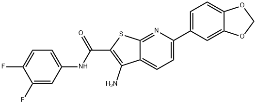 3-amino-6-(1,3-benzodioxol-5-yl)-N-(3,4-difluorophenyl)thieno[2,3-b]pyridine-2-carboxamide 结构式