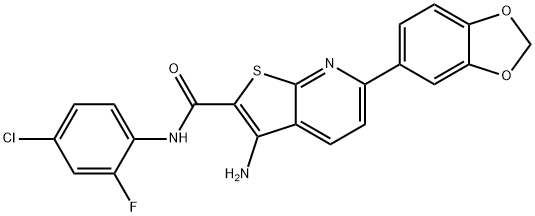 3-amino-6-(1,3-benzodioxol-5-yl)-N-(4-chloro-2-fluorophenyl)thieno[2,3-b]pyridine-2-carboxamide Structure