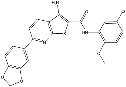 3-amino-6-(1,3-benzodioxol-5-yl)-N-(5-chloro-2-methoxyphenyl)thieno[2,3-b]pyridine-2-carboxamide Structure