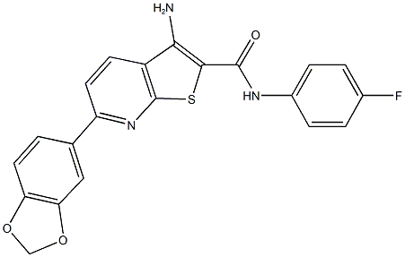 3-amino-6-(1,3-benzodioxol-5-yl)-N-(4-fluorophenyl)thieno[2,3-b]pyridine-2-carboxamide,625369-81-5,结构式