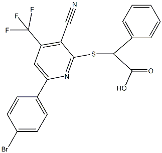 2-{[6-(4-bromophenyl)-3-cyano-4-(trifluoromethyl)-2-pyridinyl]sulfanyl}-2-phenylacetic acid Structure