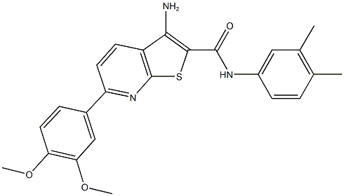 3-amino-6-(3,4-dimethoxyphenyl)-N-(3,4-dimethylphenyl)thieno[2,3-b]pyridine-2-carboxamide 结构式