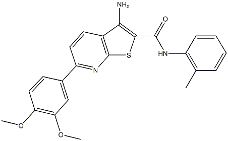 3-amino-6-(3,4-dimethoxyphenyl)-N-(2-methylphenyl)thieno[2,3-b]pyridine-2-carboxamide 结构式