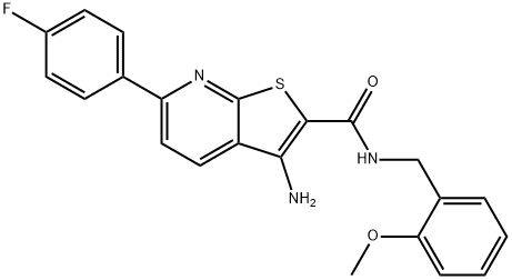 3-amino-6-(4-fluorophenyl)-N-(2-methoxybenzyl)thieno[2,3-b]pyridine-2-carboxamide,625370-09-4,结构式