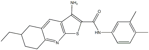3-amino-N-(3,4-dimethylphenyl)-6-ethyl-5,6,7,8-tetrahydrothieno[2,3-b]quinoline-2-carboxamide,625370-16-3,结构式