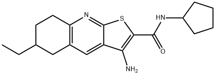 3-amino-N-cyclopentyl-6-ethyl-5,6,7,8-tetrahydrothieno[2,3-b]quinoline-2-carboxamide 结构式