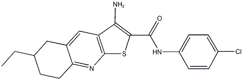 3-amino-N-(4-chlorophenyl)-6-ethyl-5,6,7,8-tetrahydrothieno[2,3-b]quinoline-2-carboxamide 结构式