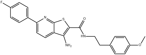 3-amino-6-(4-fluorophenyl)-N-[2-(4-methoxyphenyl)ethyl]thieno[2,3-b]pyridine-2-carboxamide 结构式