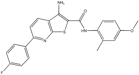 3-amino-6-(4-fluorophenyl)-N-(4-methoxy-2-methylphenyl)thieno[2,3-b]pyridine-2-carboxamide,625370-55-0,结构式