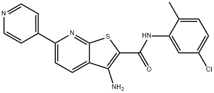 3-amino-N-(5-chloro-2-methylphenyl)-6-pyridin-4-ylthieno[2,3-b]pyridine-2-carboxamide 化学構造式