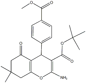 tert-butyl 2-amino-4-[4-(methoxycarbonyl)phenyl]-7,7-dimethyl-5-oxo-5,6,7,8-tetrahydro-4H-chromene-3-carboxylate 结构式