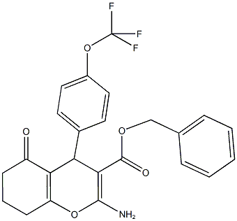 benzyl 2-amino-5-oxo-4-[4-(trifluoromethoxy)phenyl]-5,6,7,8-tetrahydro-4H-chromene-3-carboxylate 结构式
