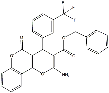 benzyl 2-amino-5-oxo-4-[3-(trifluoromethyl)phenyl]-4H,5H-pyrano[3,2-c]chromene-3-carboxylate Struktur