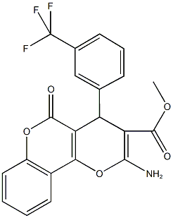 methyl 2-amino-5-oxo-4-[3-(trifluoromethyl)phenyl]-4H,5H-pyrano[3,2-c]chromene-3-carboxylate Structure