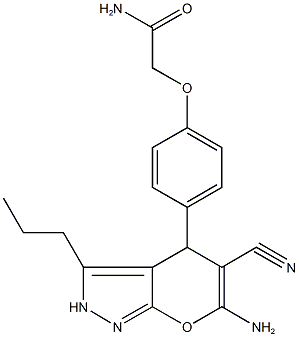 2-[4-(6-amino-5-cyano-3-propyl-2,4-dihydropyrano[2,3-c]pyrazol-4-yl)phenoxy]acetamide Structure