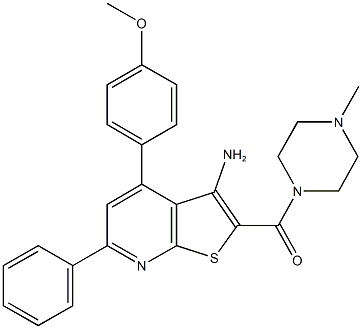 4-(4-methoxyphenyl)-2-[(4-methyl-1-piperazinyl)carbonyl]-6-phenylthieno[2,3-b]pyridin-3-ylamine 结构式