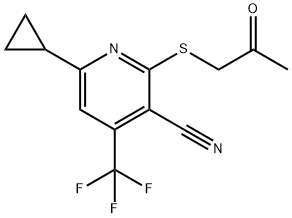 6-cyclopropyl-2-[(2-oxopropyl)sulfanyl]-4-(trifluoromethyl)nicotinonitrile Structure