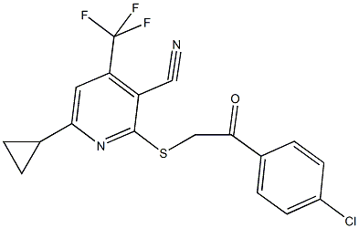2-{[2-(4-chlorophenyl)-2-oxoethyl]sulfanyl}-6-cyclopropyl-4-(trifluoromethyl)nicotinonitrile Structure