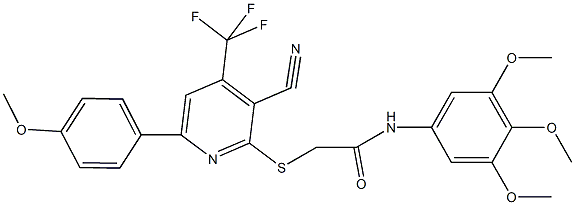 2-{[3-cyano-6-(4-methoxyphenyl)-4-(trifluoromethyl)pyridin-2-yl]sulfanyl}-N-(3,4,5-trimethoxyphenyl)acetamide|