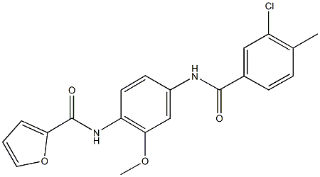 N-{4-[(3-chloro-4-methylbenzoyl)amino]-2-methoxyphenyl}-2-furamide Structure