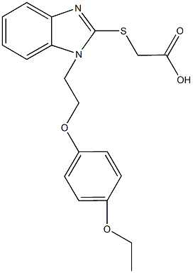 ({1-[2-(4-ethoxyphenoxy)ethyl]-1H-benzimidazol-2-yl}sulfanyl)acetic acid Struktur