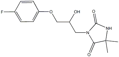 3-[3-(4-fluorophenoxy)-2-hydroxypropyl]-5,5-dimethyl-2,4-imidazolidinedione Struktur